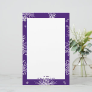 Purple Christmas Snowflakes Personalised Stationery