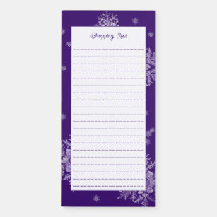 Purple Christmas Snowflakes Shopping List Magnetic Notepad