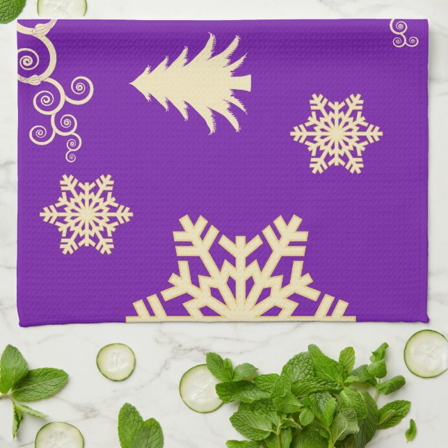 Purple Christmas Tea Towel (Folded)