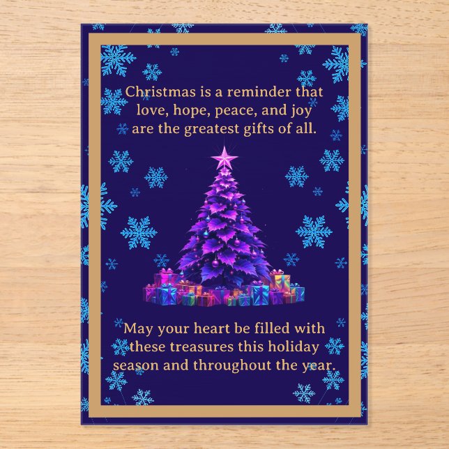 Purple Christmas Tree Acrylic Card Acrylic Invitations (Front)