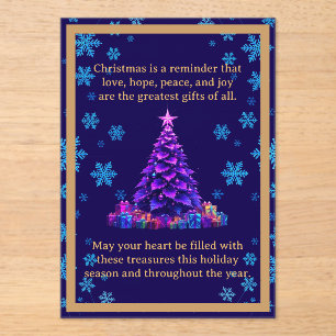 Purple Christmas Tree Acrylic Card Invitations