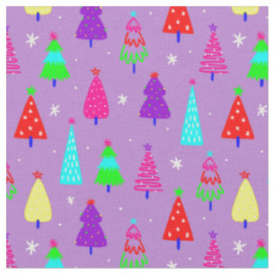 purple christmas tree colourful pop art fabric