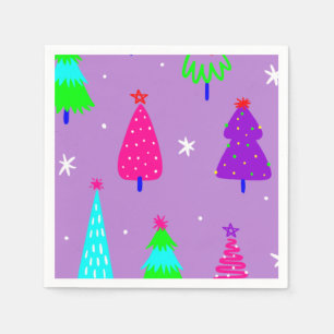 purple christmas tree colourful pop art napkin
