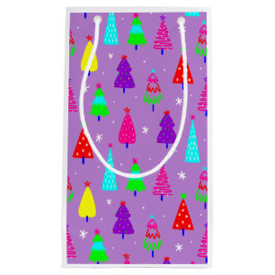 purple christmas tree colourful pop art small gift bag