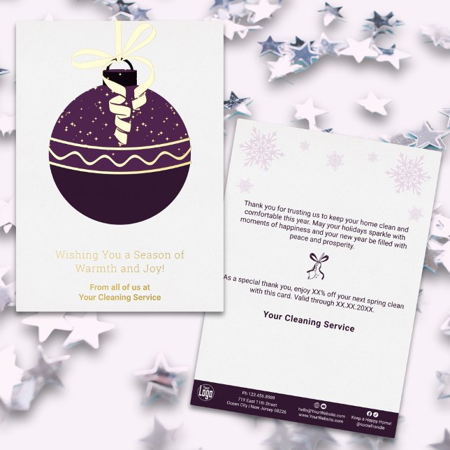Purple Christmas Tree Ornament Foil Holiday Card (Purple Christmas Tree Ornament Foil Holiday Card)
