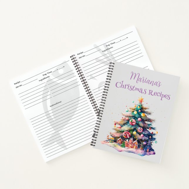 Purple Christmas Tree Recipe Notebook (Inside)