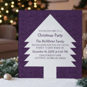 Purple Christmas Tree Swirls Party Invite