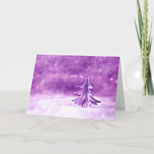 Purple Christmas Wonderland with Snowflakes Holiday Card (Front)