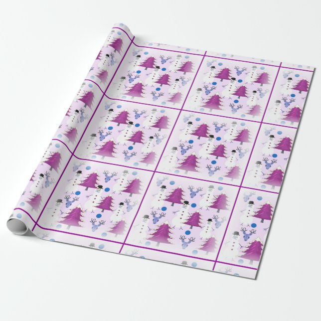 Purple Christmas Wrapping Paper (Unrolled)