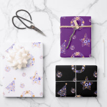 Purple Christmas Wrapping Paper Set
