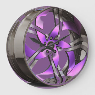 Purple & Chrome Rim Large Clock