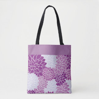Purple Chrysanthemum Pattern Tote Bag