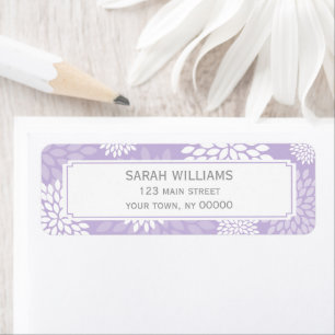 Purple Chrysanthemums Floral Pattern Return Address Label