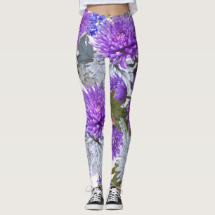 Purple Chrysanthemums Leggings