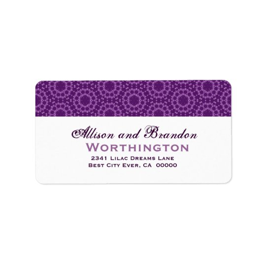 Purple Circle Flowers Wedding Template Address Label