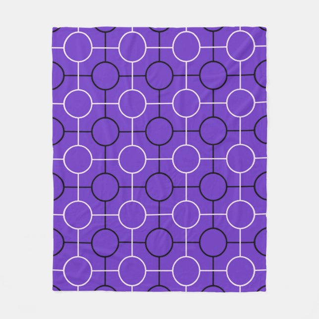 Purple Circle Geometric Abstract Art-Deco Pattern Fleece Blanket (Front)