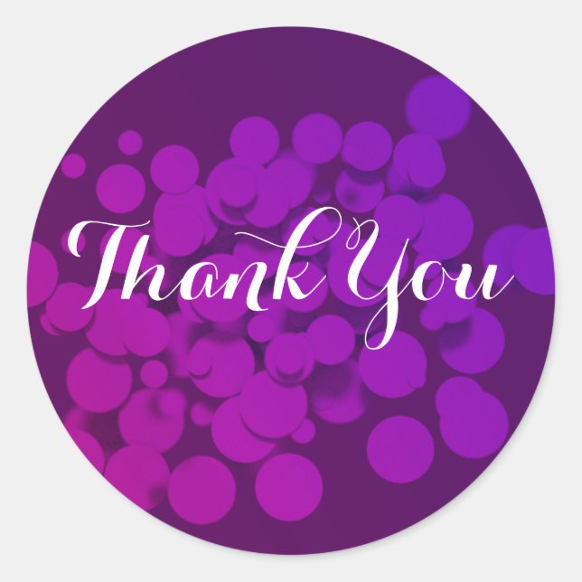 Purple Circles Abstract Background Thank You Classic Round Sticker (Front)