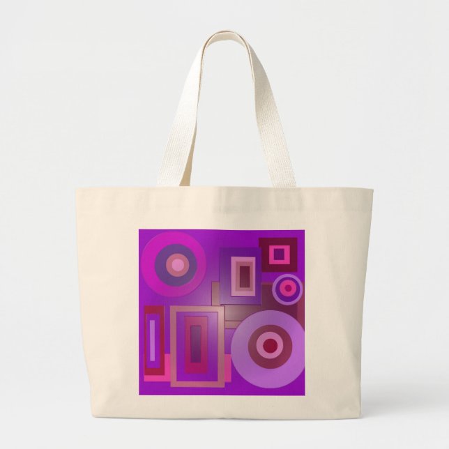 purple circles and squares large tote bag (Front)