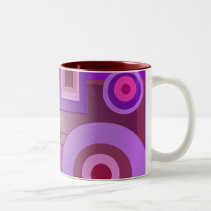 Purple circles and squares Two-Tone coffee mug
