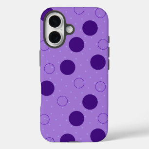 Purple Circles Patterned iPhone 16 Case