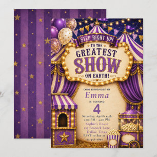 Purple Circus Party Invitation