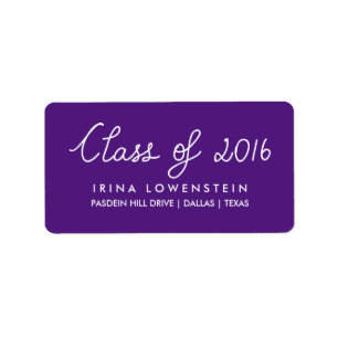 Purple Class Of 2016 Typography Graduation Label