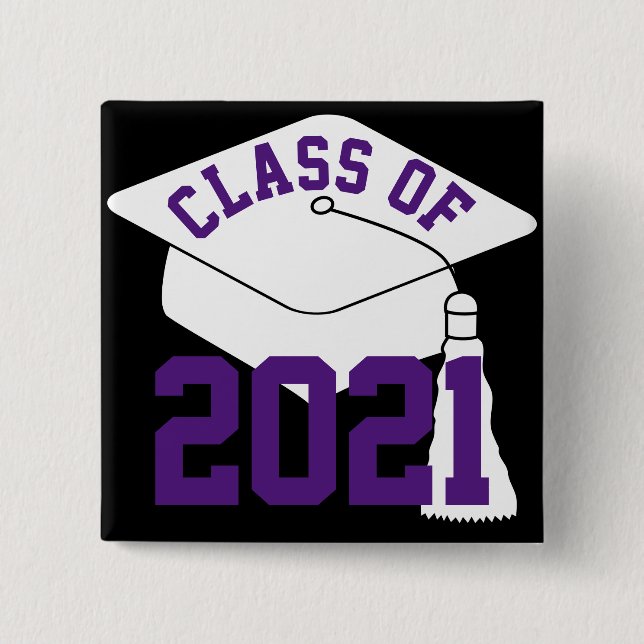 Purple Class of 2024 Grad Cap 15 Cm Square Badge (Front)