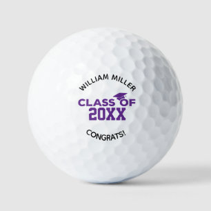 Purple Class of 2025 Graduation Custom Name & Text Golf Balls