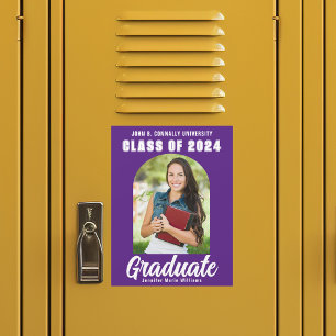 Purple Class of 2025 Graduation Photo Magnet Card