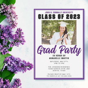 Purple Class of 2025 Photo Modern Graduation Party Invitation