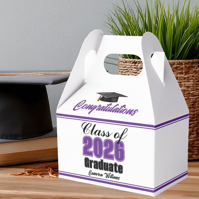 Purple Class of 2026 Custom Graduation Party Favour Box (Creator Uploaded)