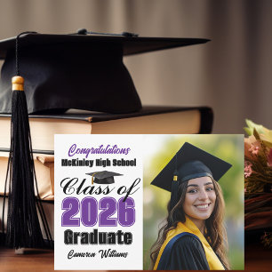 Purple Class of 2026 Graduate Photo Graduation Announcement