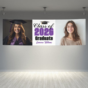 Purple Class of 2026 Graduation Party 2 Photo Banner