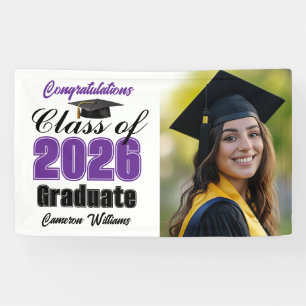 Purple Class of 2026 Graduation Party Photo Banner