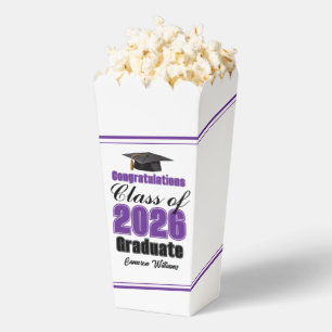 Purple Class of 2026 Graduation Party Popcorn Favour Box
