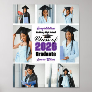 Purple Class of 2026 Graduation Photo Collage Poster