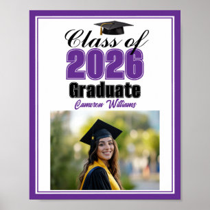 Purple Class of 2026 Photo Graduation Party Poster