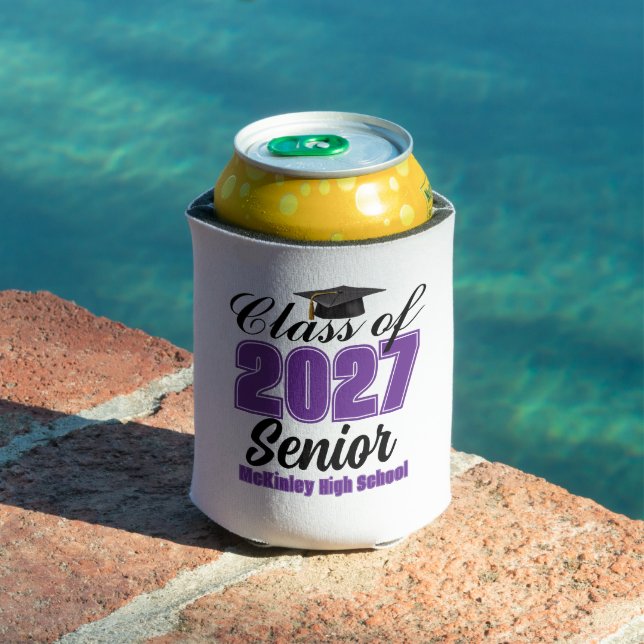 Purple Class of 2027 Senior Custom High School Can Cooler (In Situ Pool)