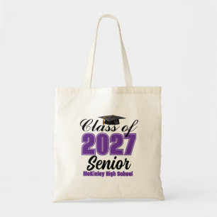 Purple Class of 2027 Senior Custom High School Tote Bag