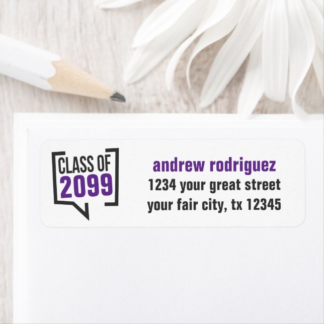 Purple Class Year Speech Bubble Return Address Label (Insitu)