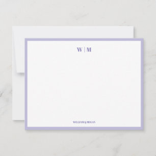 Purple Classic Monogram Custom Couple Wedding  Card