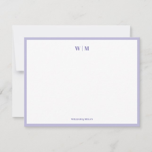 Purple Classic Monogram Custom Couple Wedding  Card (Front)