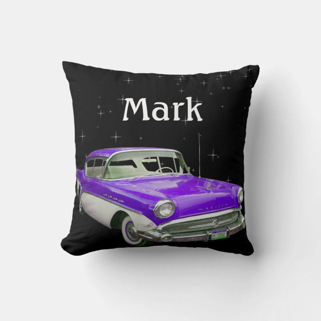 Purple Classic Muscle Car Birthday Bash Cushion (Front)