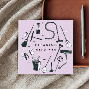 Purple Cleaning Services Square Square Business Card