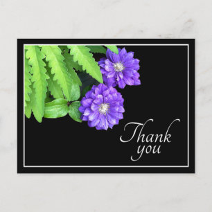 Purple Clematis And Green Foliage Thank You Postcard