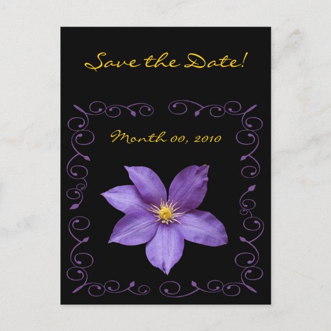 Purple Clematis Announcement Postcard (Front)