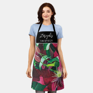 Purple Clematis Floral Apron