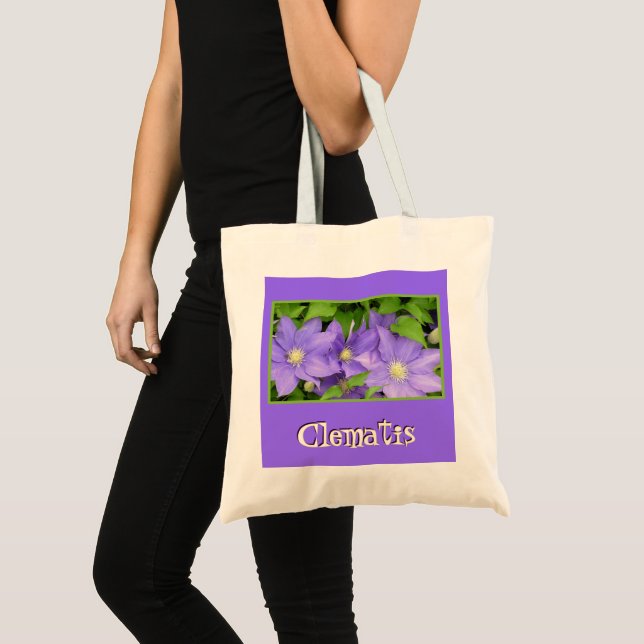 PURPLE CLEMATIS /FLORAL TOTE BAG (Front (Product))
