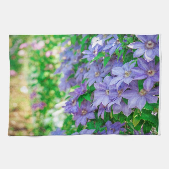 Purple Clematis flower ランチョンマット Tea Towel (Horizontal)