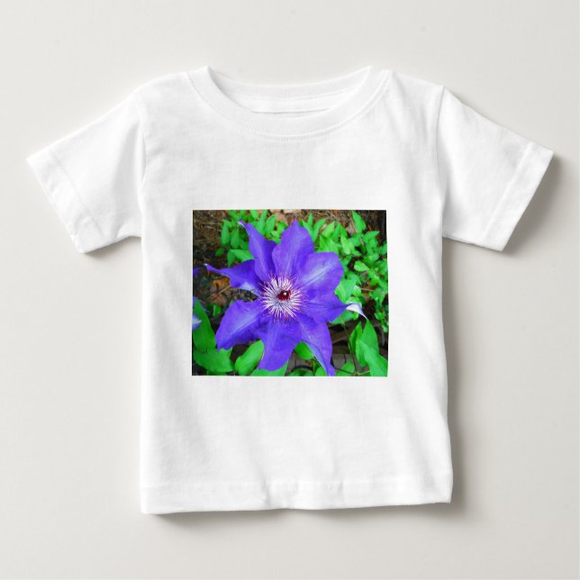 Purple Clematis Flower Baby T-Shirt (Front)